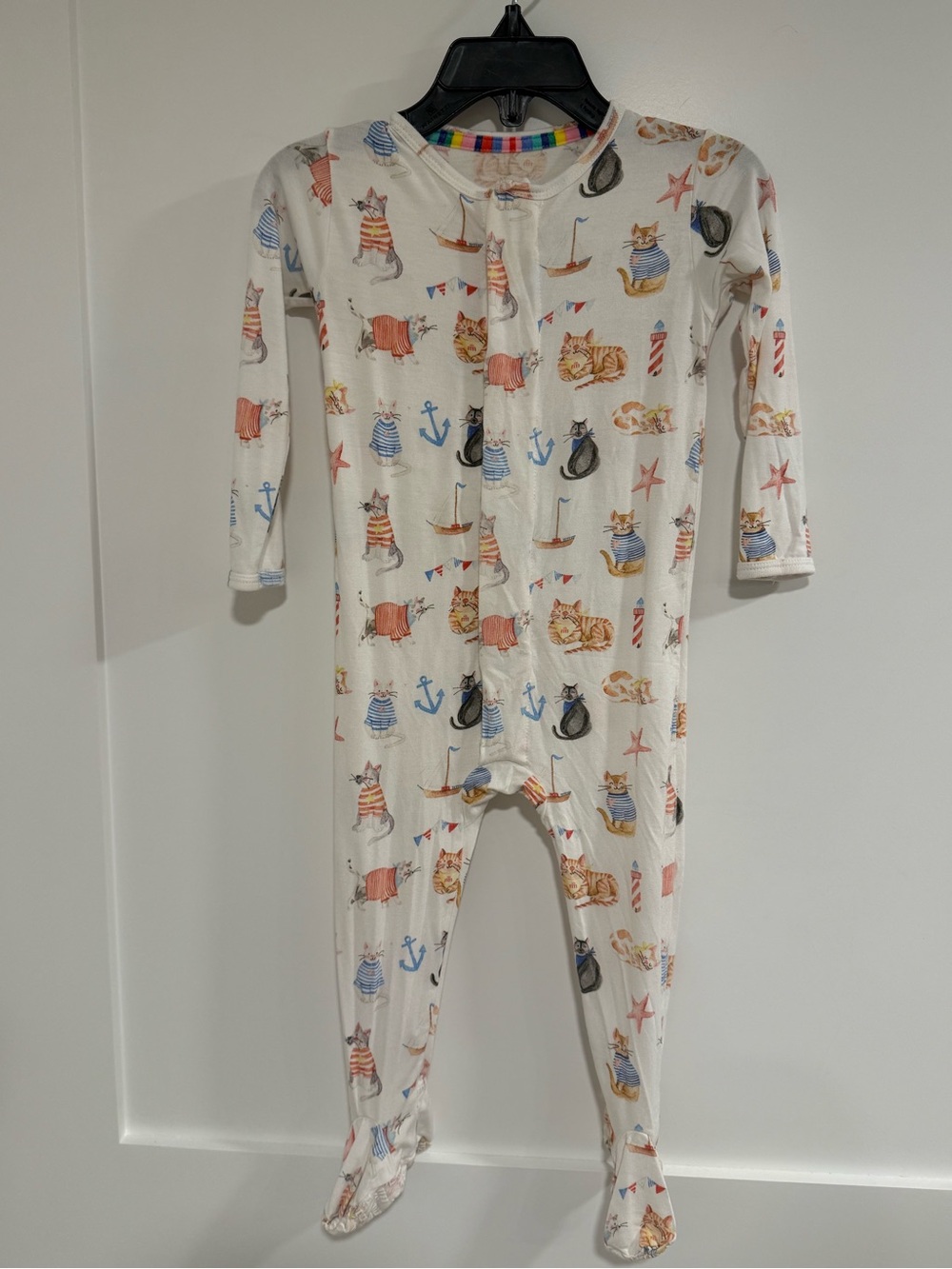 Magnetic Me 9-12M Nautical Cats Magnetic Footie Pajamas